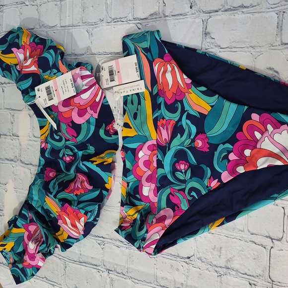 Trina Turk Other - NWT 2 PCS TRINA TURK HI WAIST REVERSIBLE INDIA GARDEN BIKINI SIZE 6